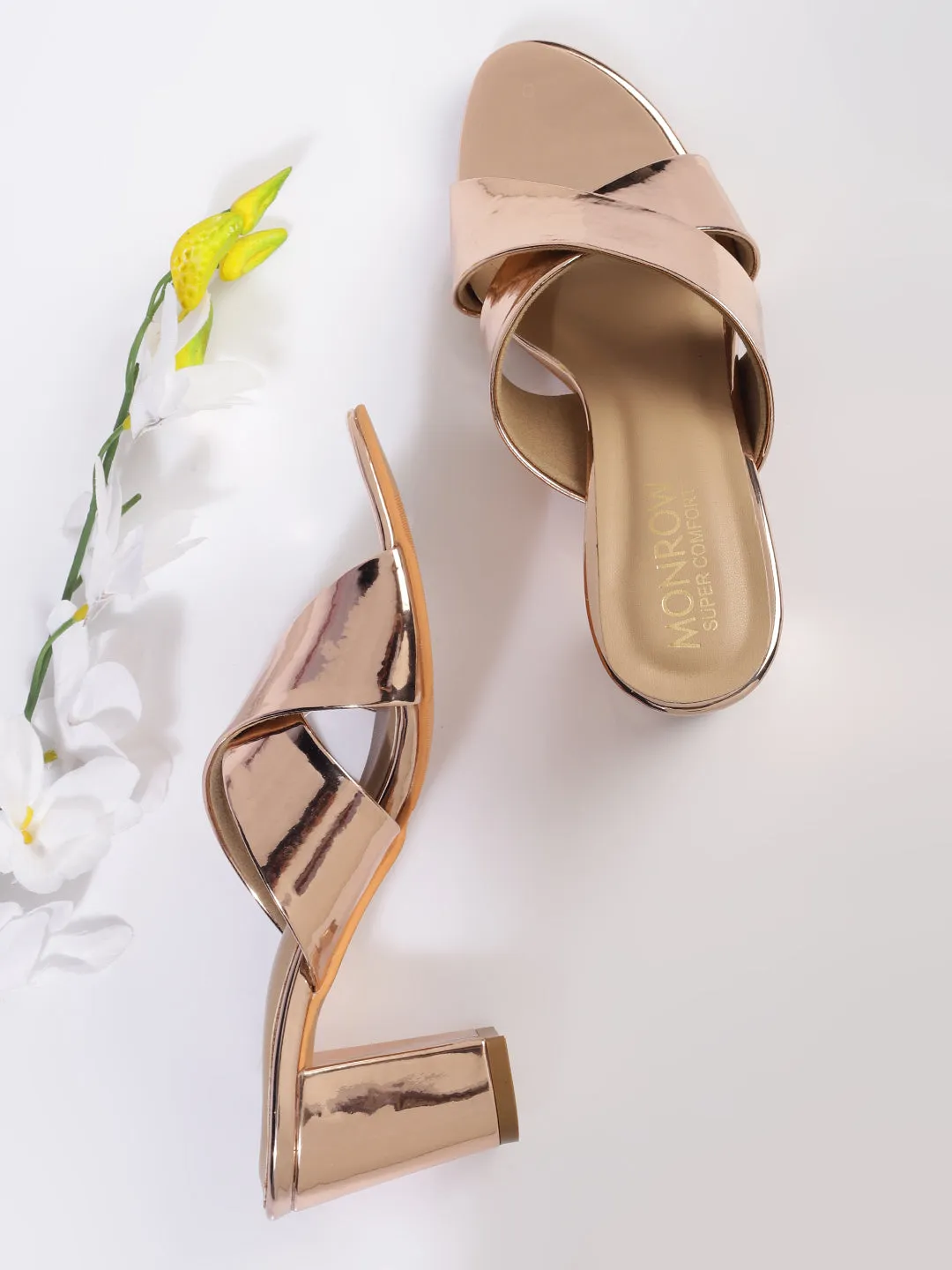 Ava Rose Gold Block Heels