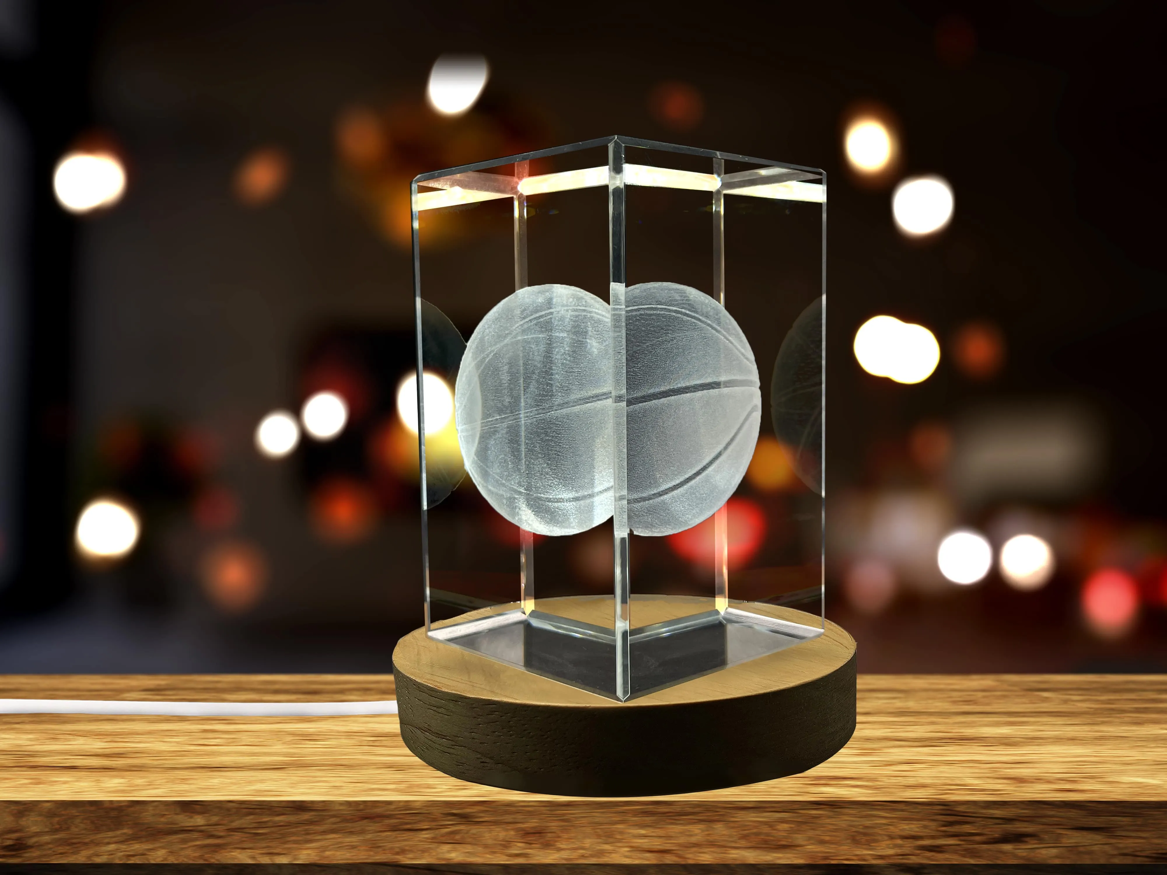Basketball 3D Engraved Crystal Keepsake - Made in Canada