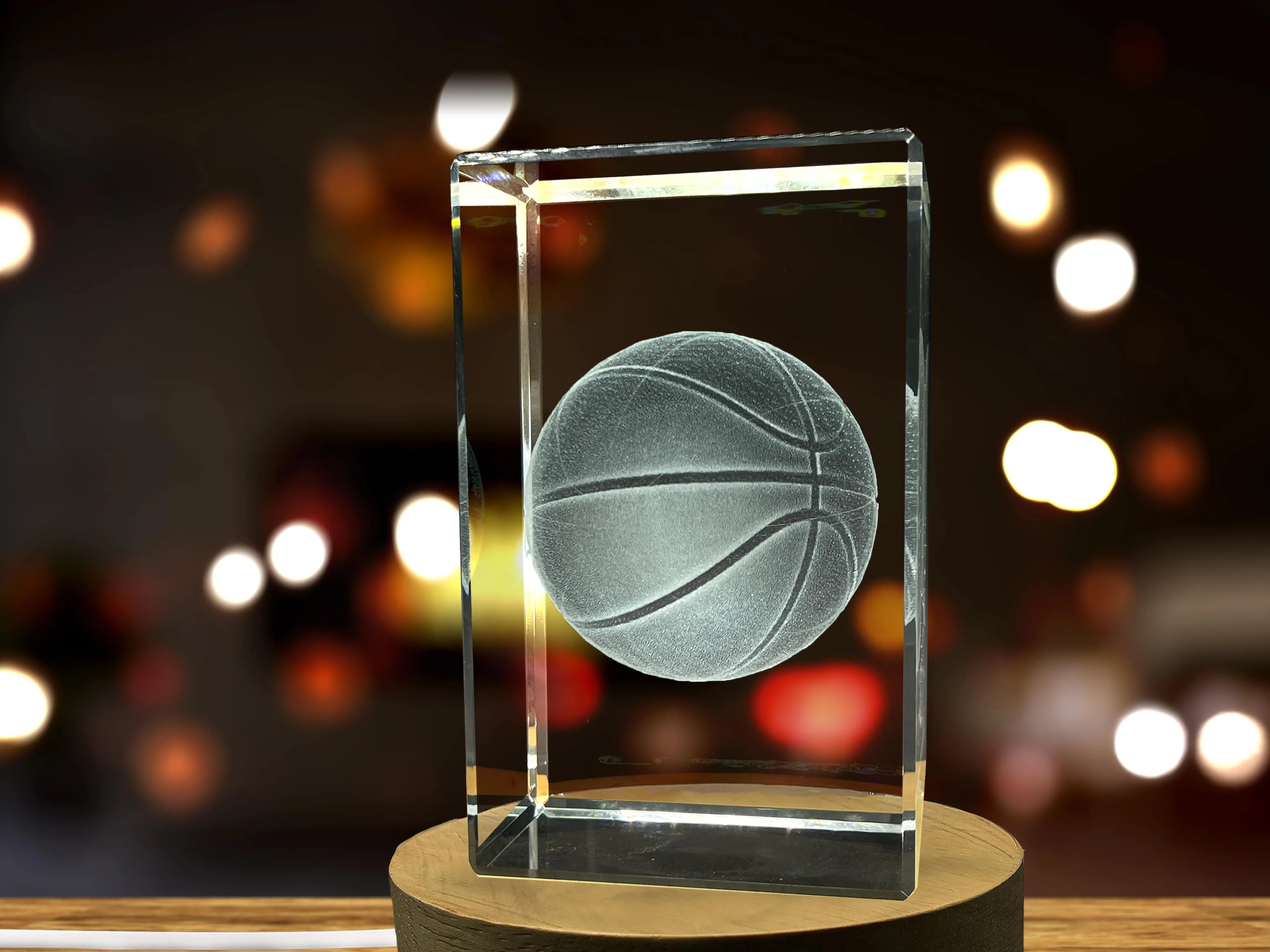 Basketball 3D Engraved Crystal Keepsake - Made in Canada