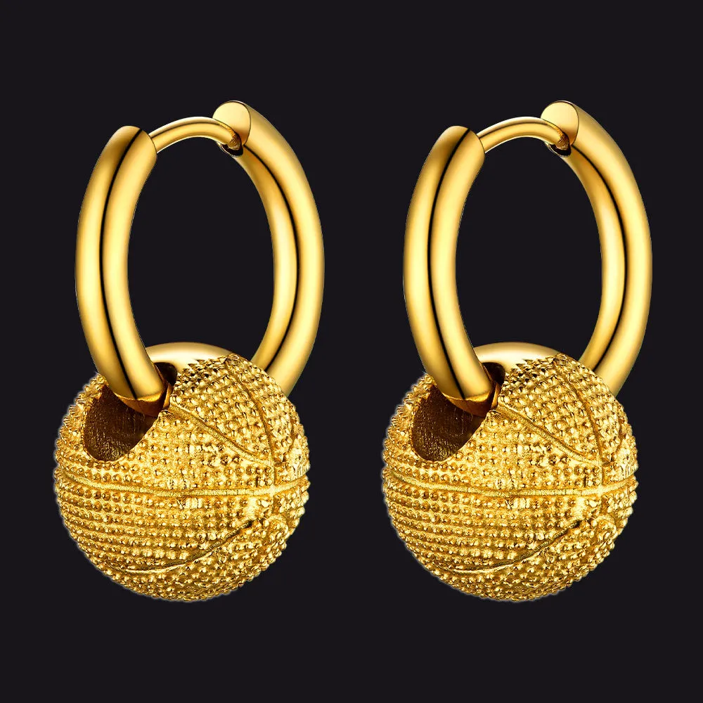 Basketball Dangle Hoop Earrings for Men Women