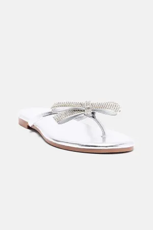 Belle Embellished Flip Flops - Silver