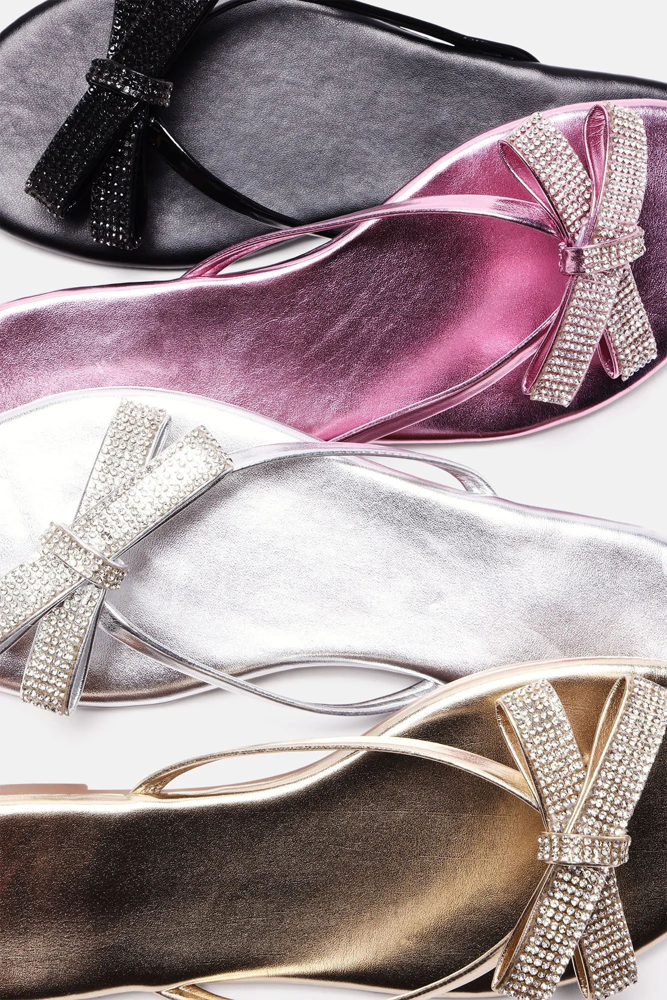 Belle Embellished Flip Flops - Silver