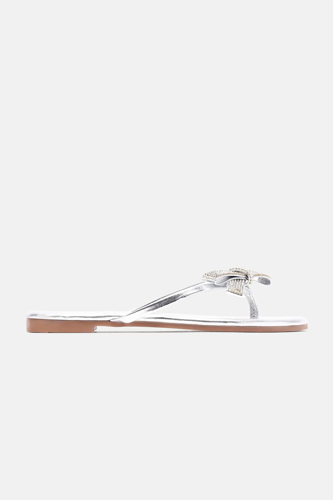 Belle Embellished Flip Flops - Silver