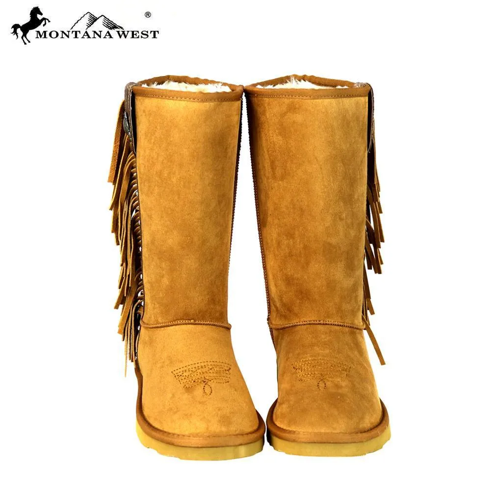Camel Fringe Boots with Concho