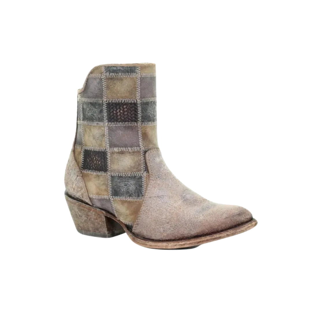 Corral Boots Women's Ankle Patchwork Round Toe Cognac Boot