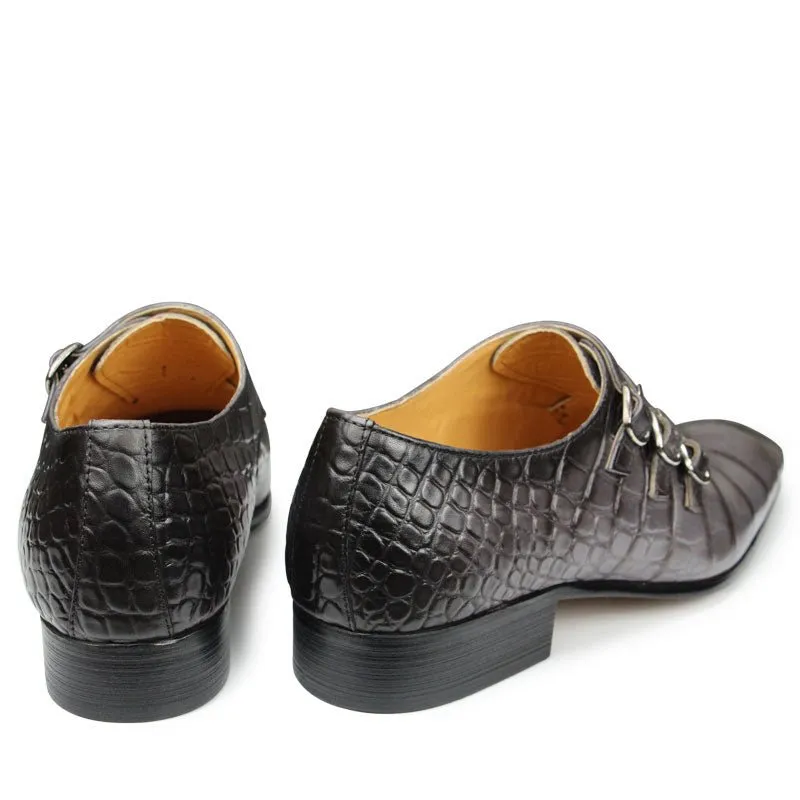 CrocoChic Genuine Leather Monkstrap Dress Shoes