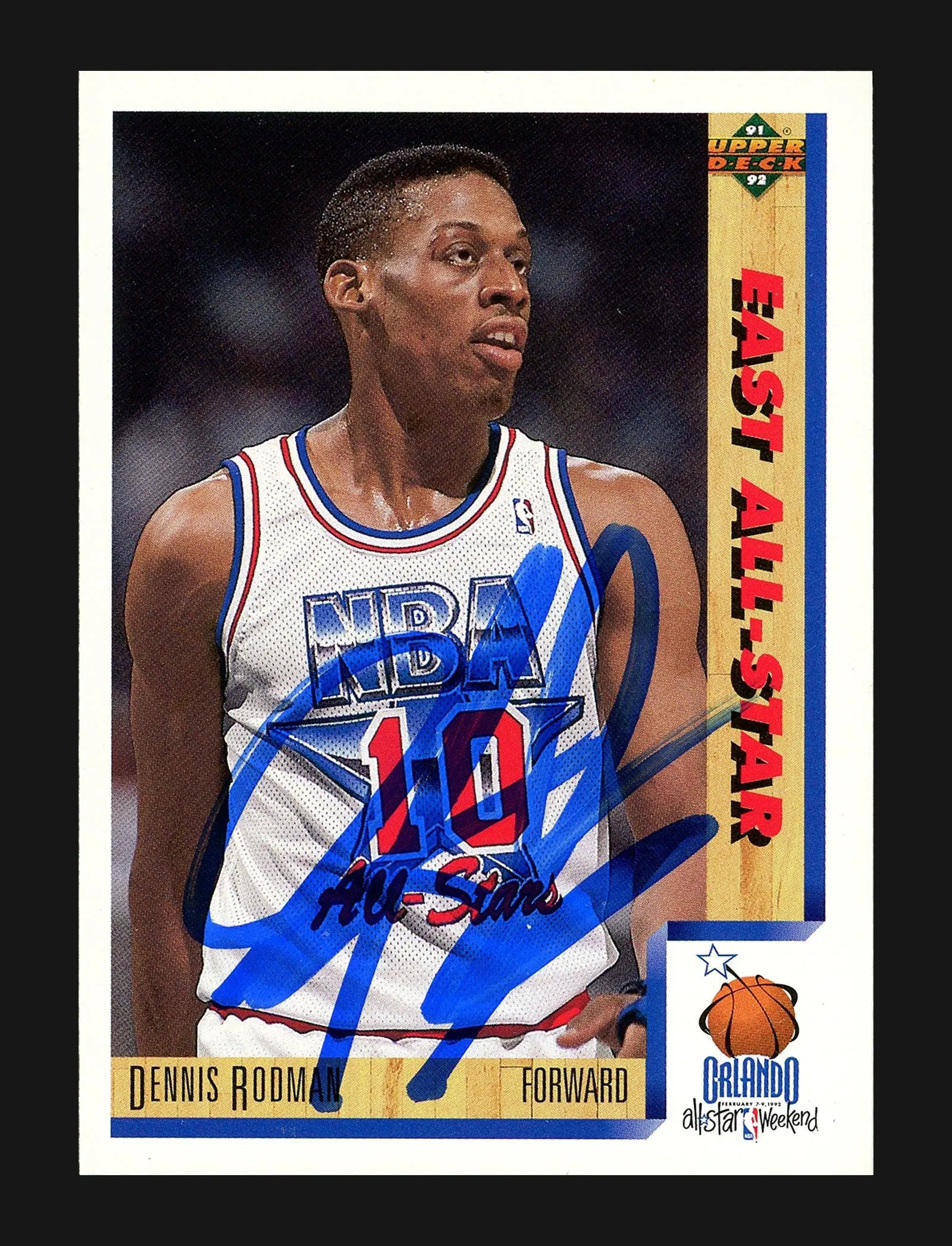 Dennis Rodman Autographed 1991-92 Upper Deck Card #457 Detroit Pistons Stock #190468