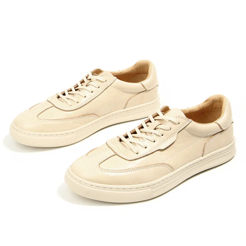 ElegantLux Leather Round Toe Lace-Up Casual Shoes