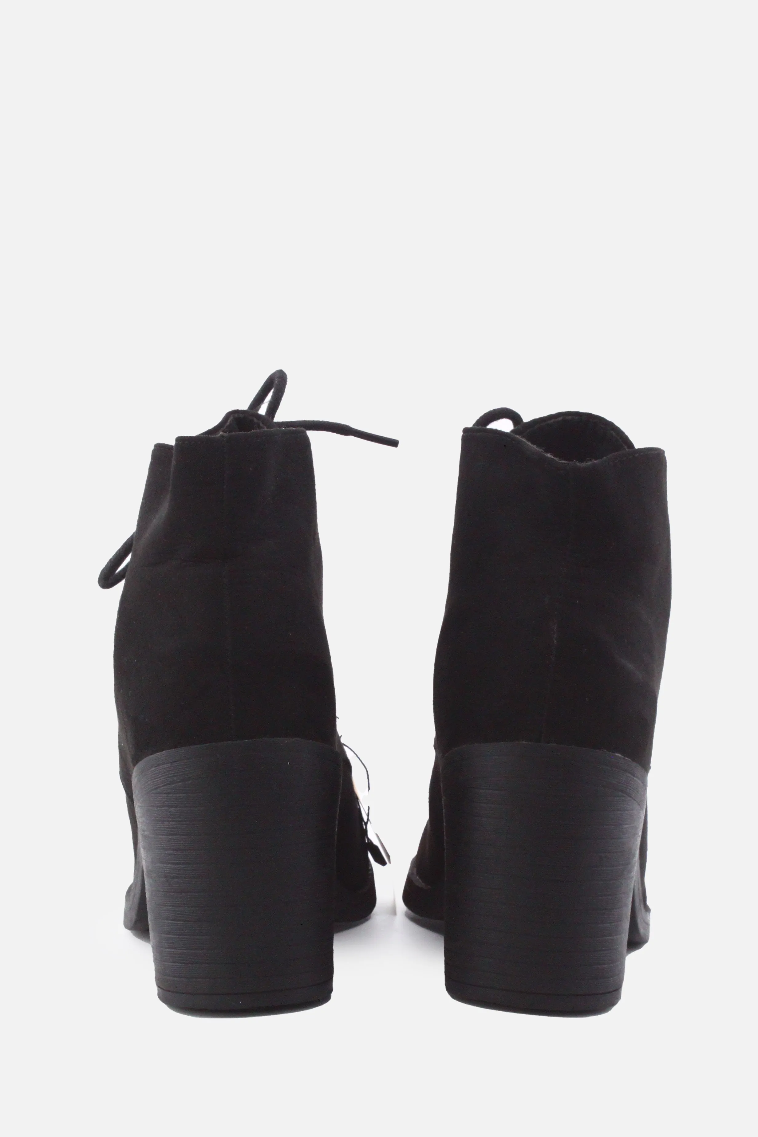 European Brand Laces Block Heels Ankle Boots | Suede