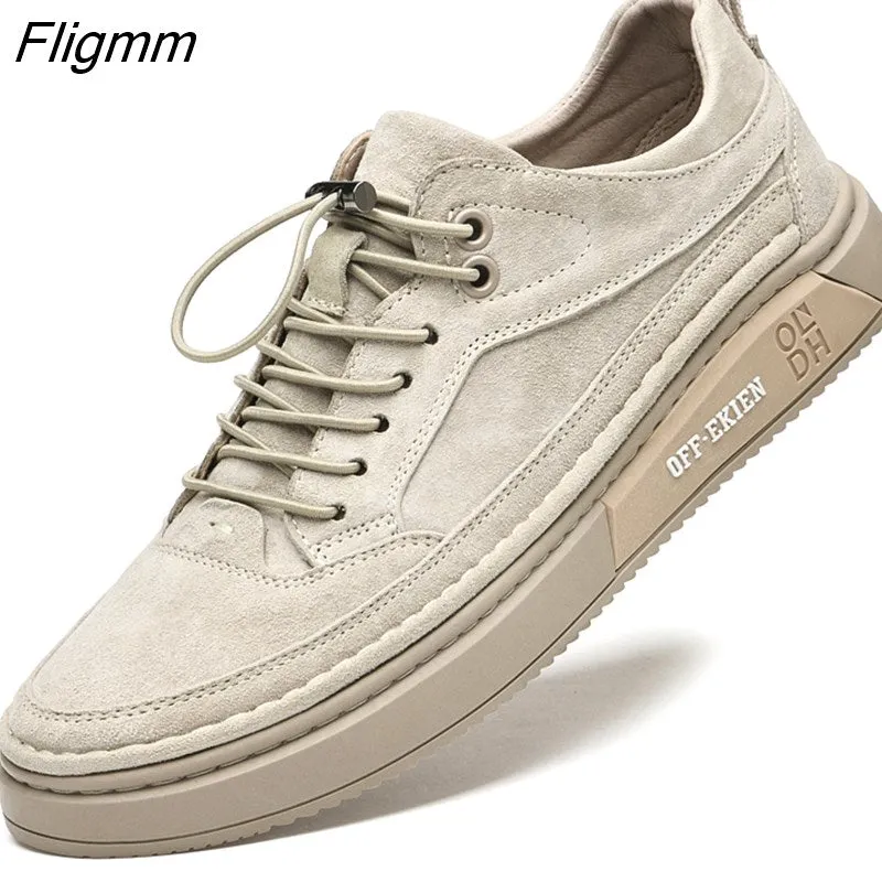 Fligmm Men Shoes fashion Genuine Leather Loafers Breathable Autumn lace up comfortable Casual Shoes Outdoor Men Sneakers shoes 0410