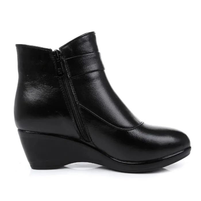 Genuine Leather Warm Plush Winter Boots For Women