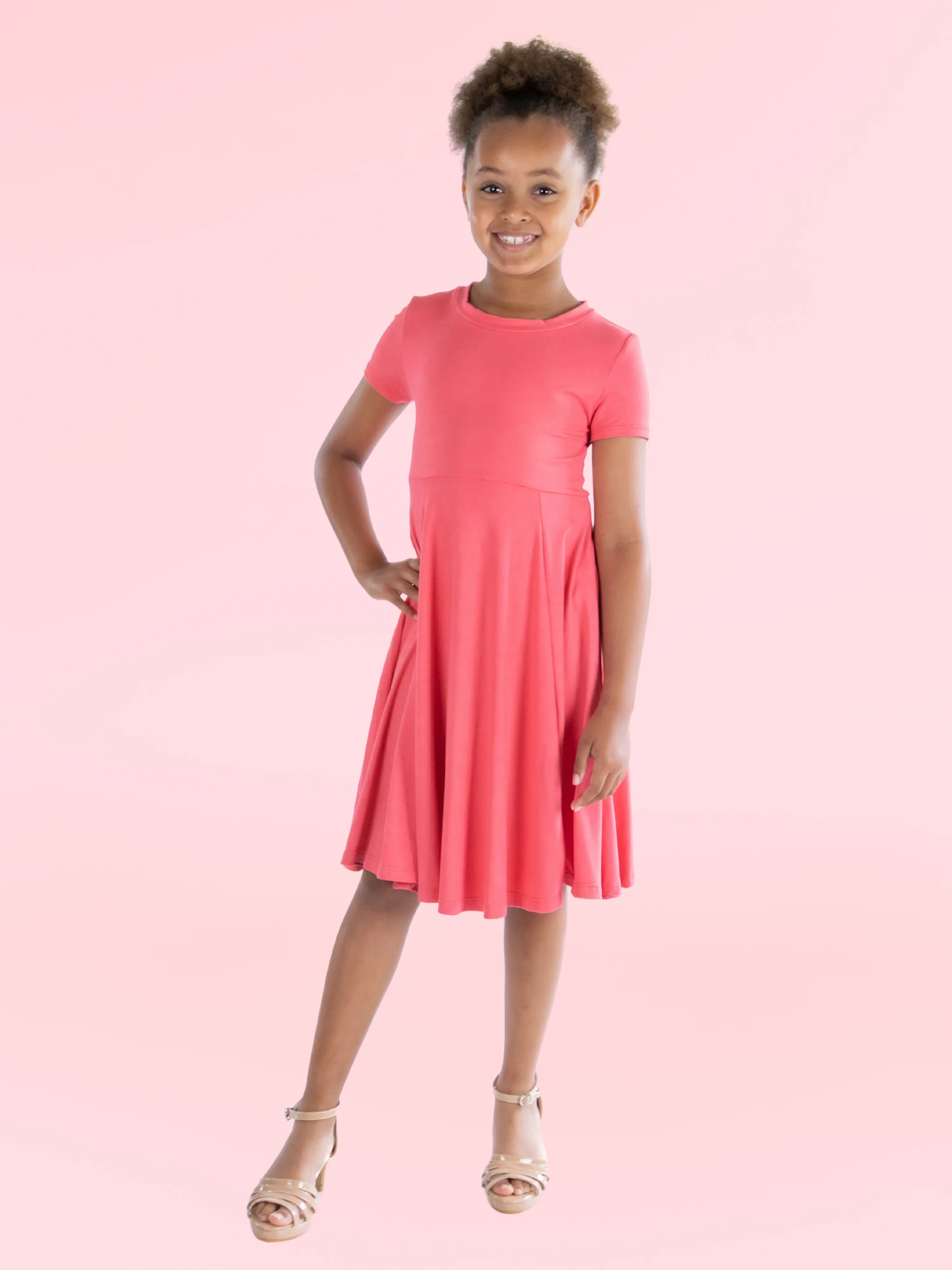 Girls Flowy Short Sleeve Girls Dress