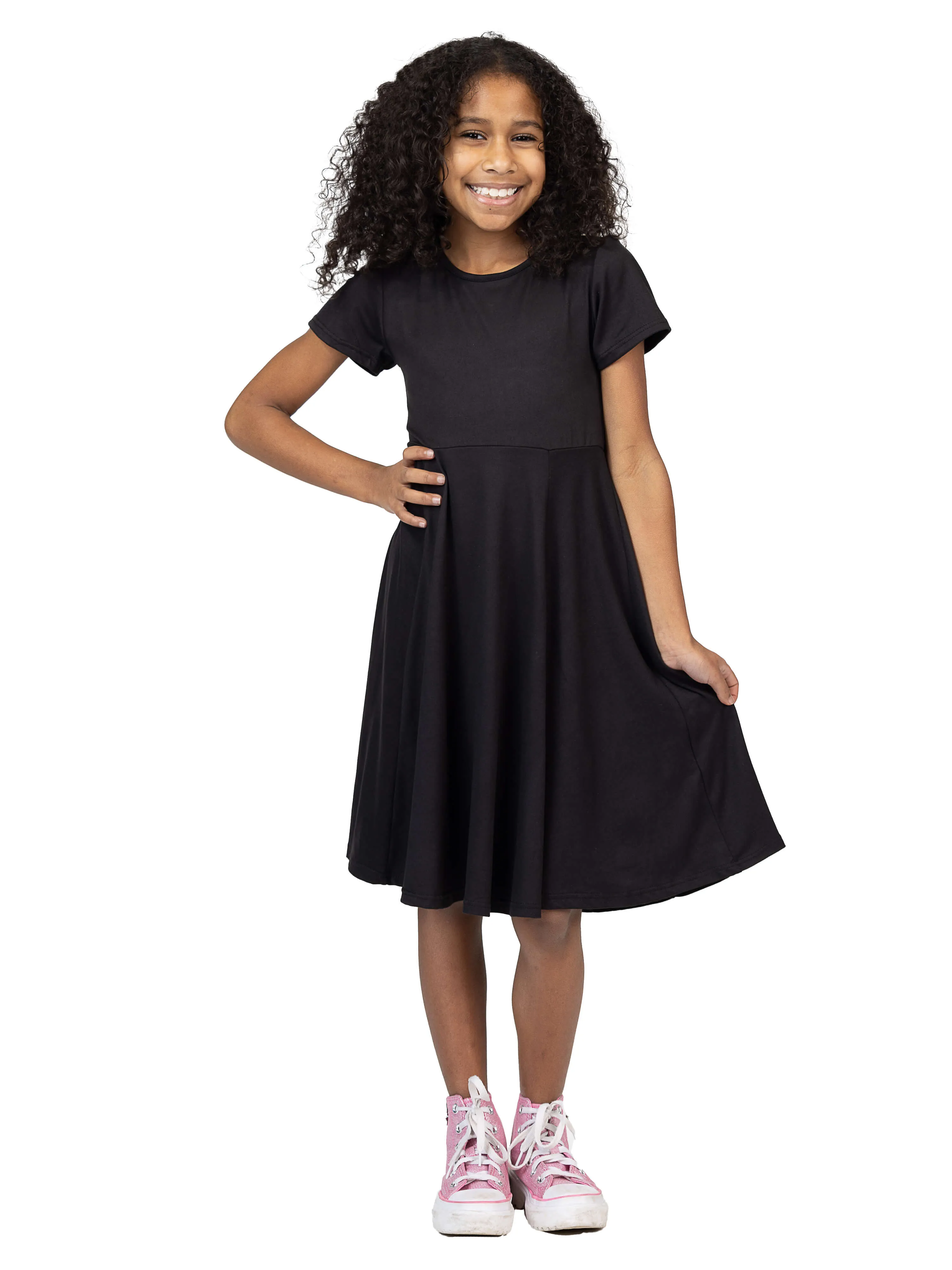 Girls Flowy Short Sleeve Girls Dress
