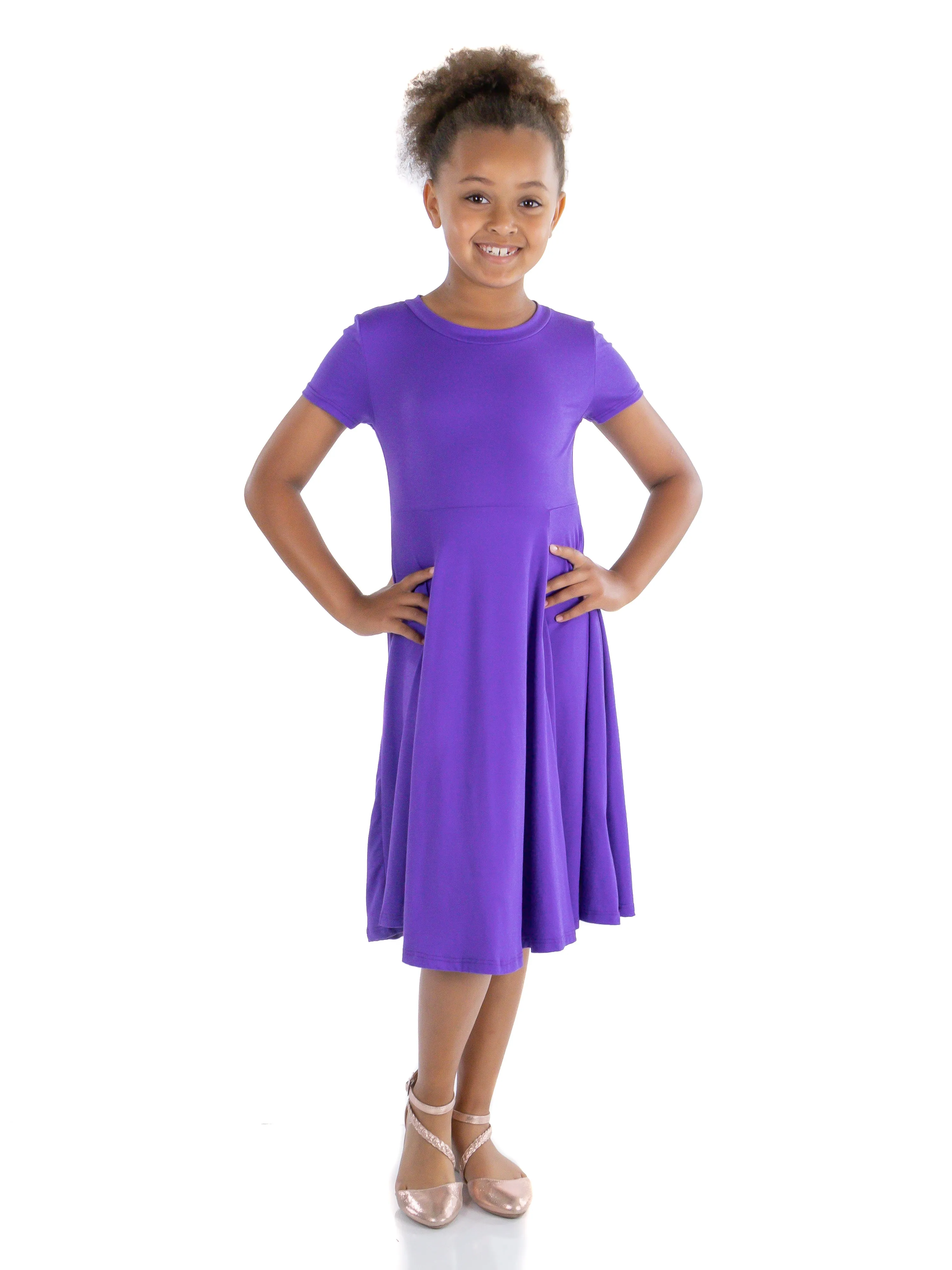 Girls Flowy Short Sleeve Girls Dress