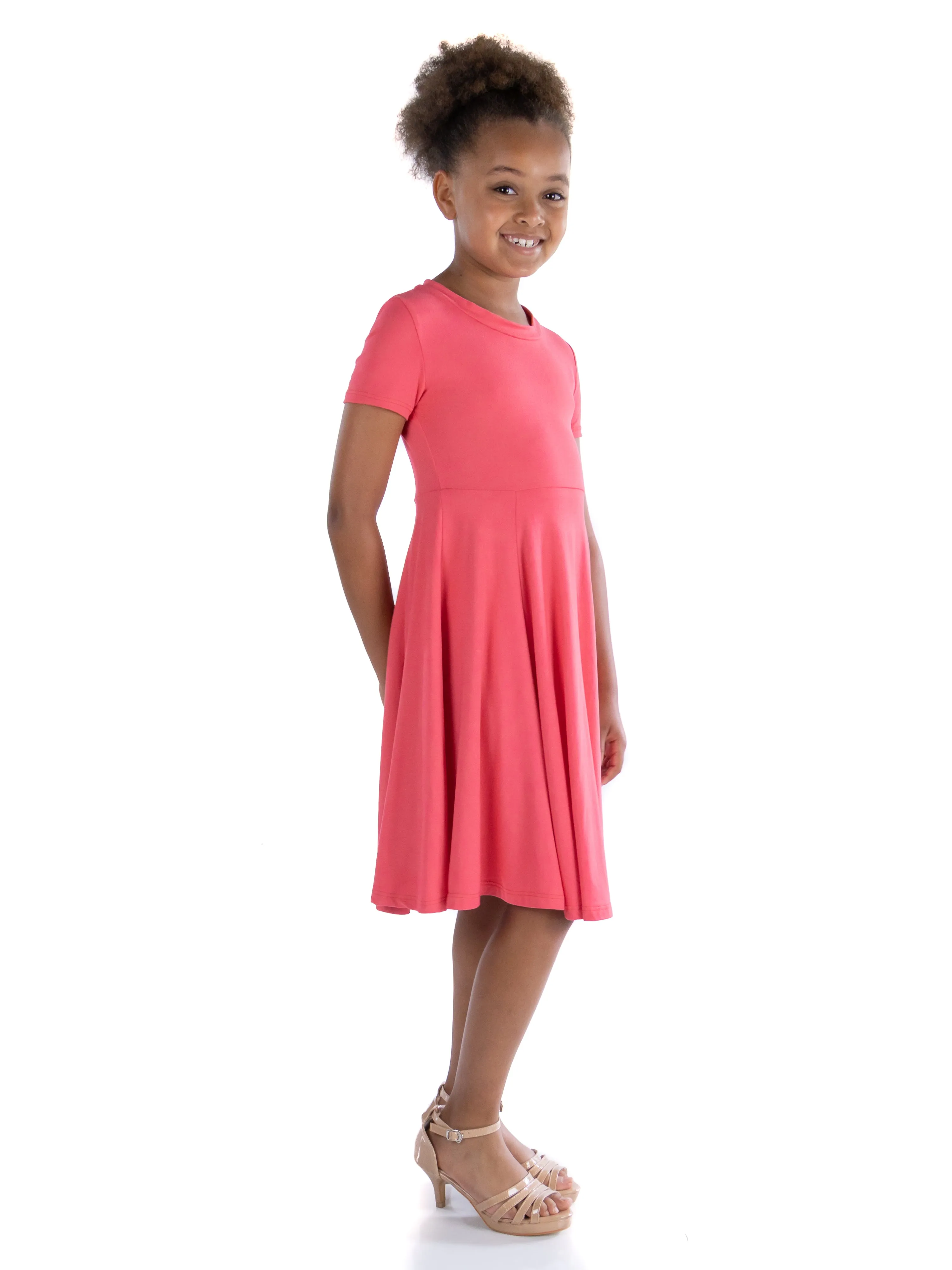 Girls Flowy Short Sleeve Girls Dress