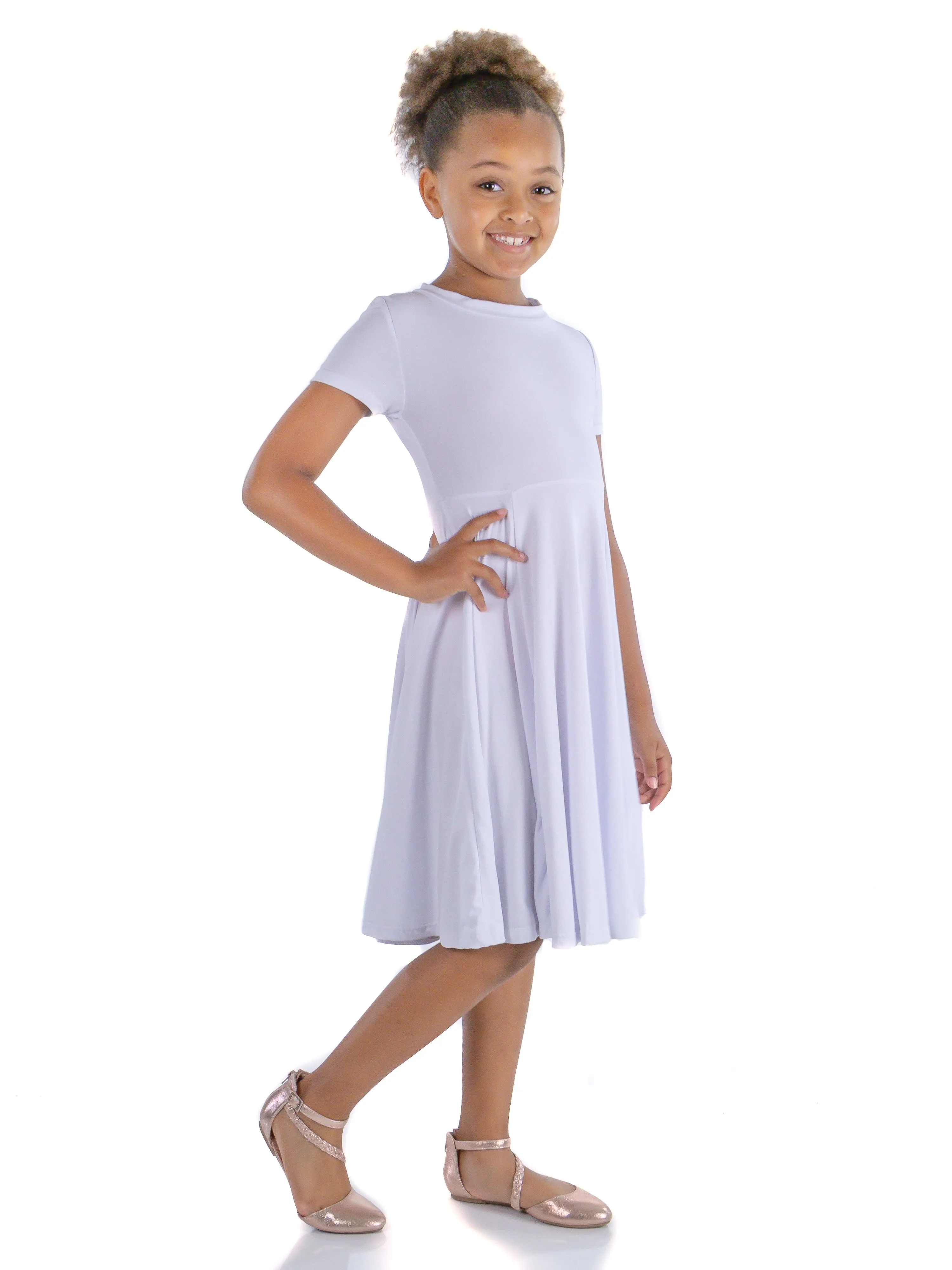 Girls Flowy Short Sleeve Girls Dress