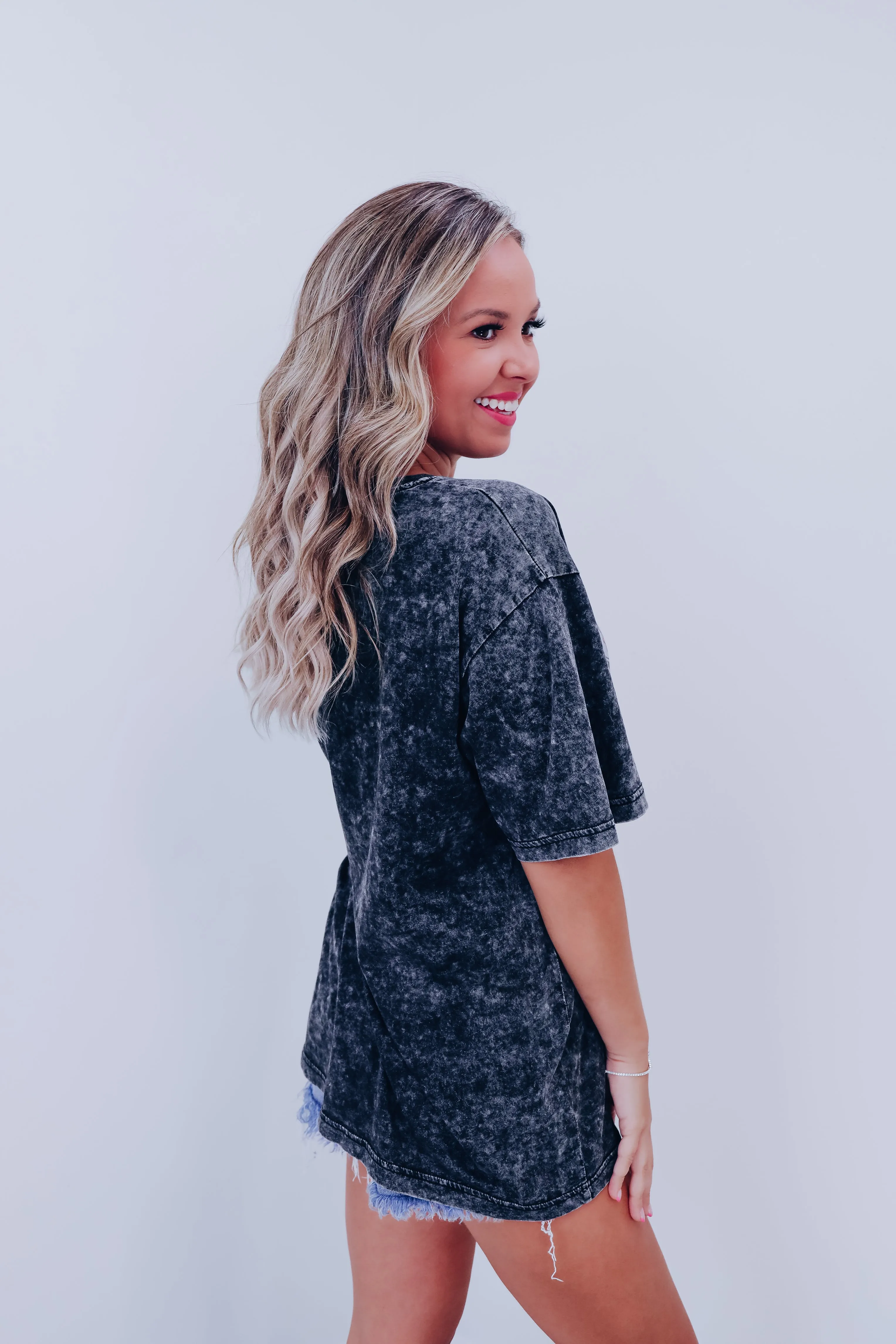 Glitter Cowboy Boots Graphic Tee - Black