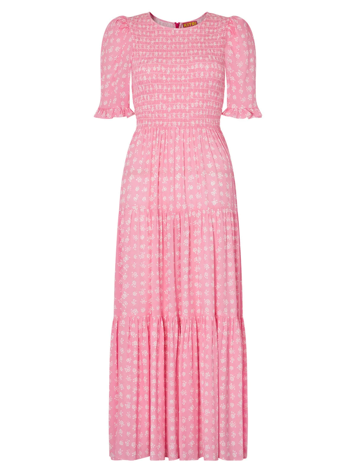 Gracie Pink Floral Shirred Dress