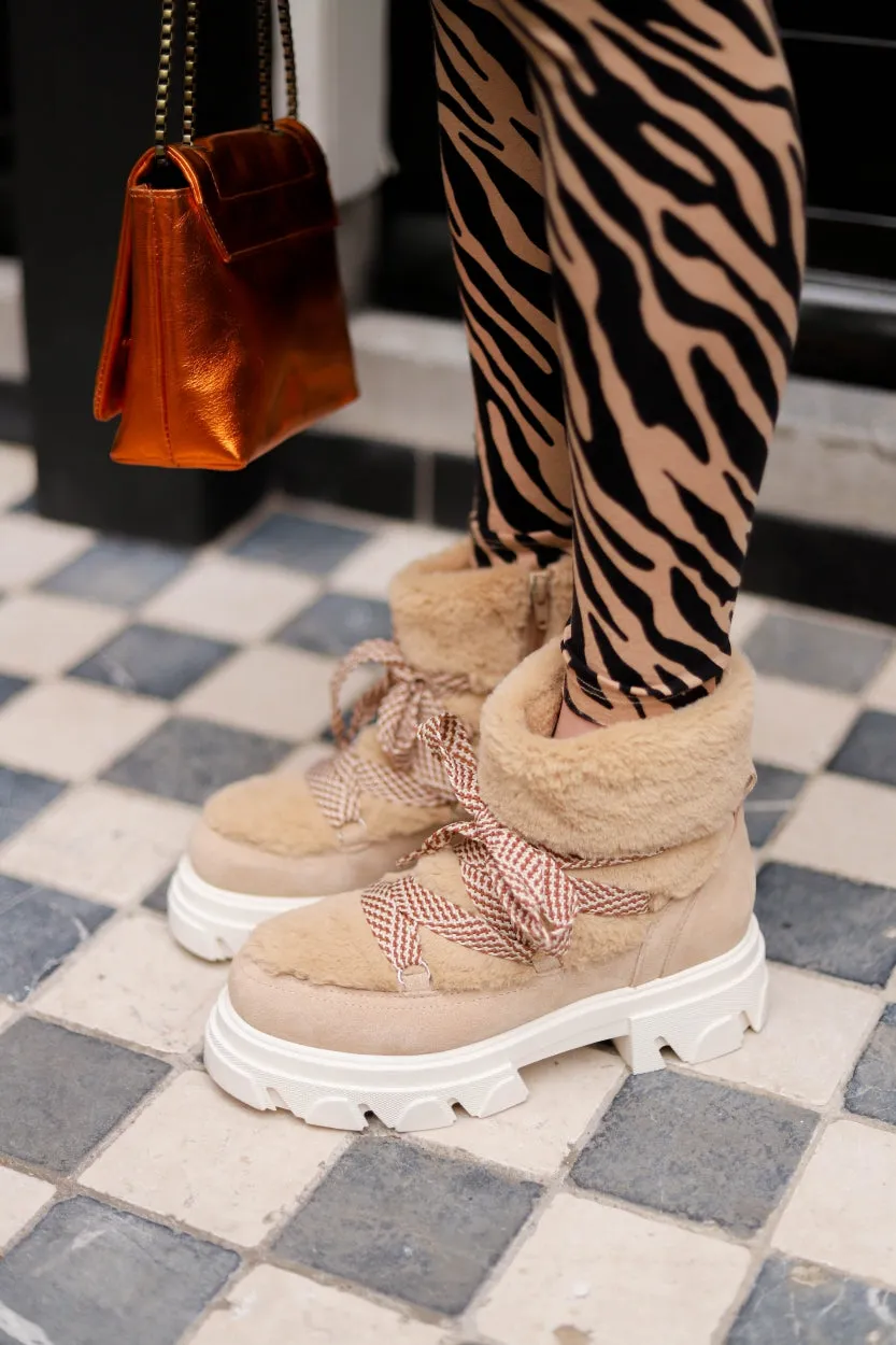 HARBIN teddy - Bikerboots | Beige