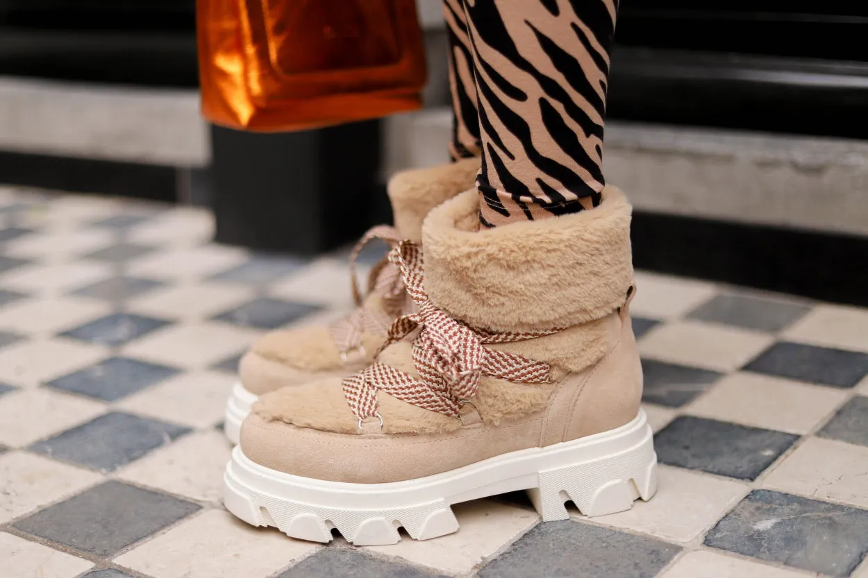 HARBIN teddy - Bikerboots | Beige