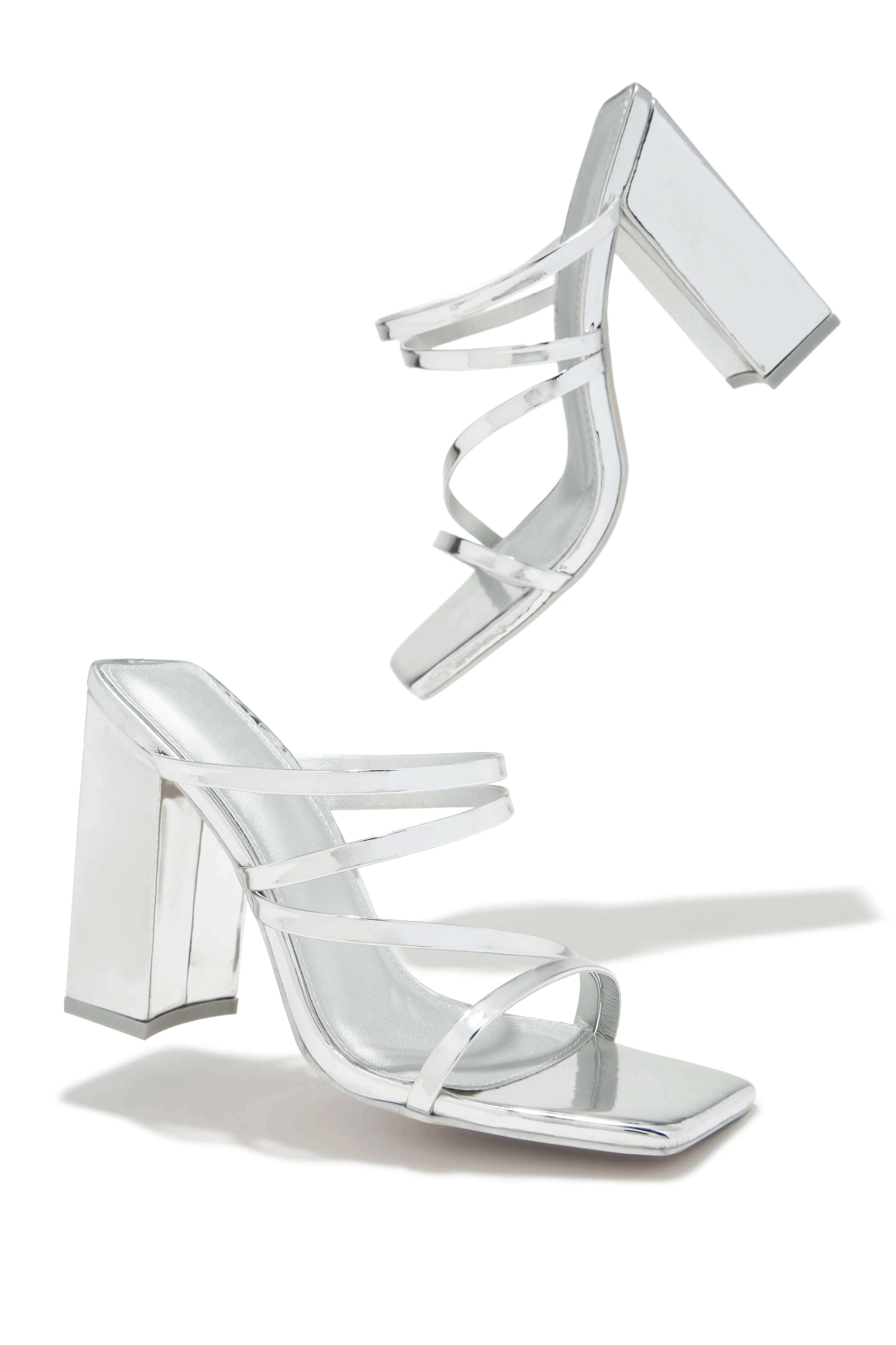Jaziel Block Heel Mules - Silver