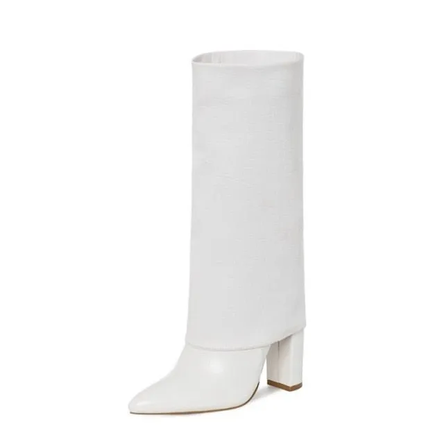 LuxeLeather Chic Knee High Stiletto Heels