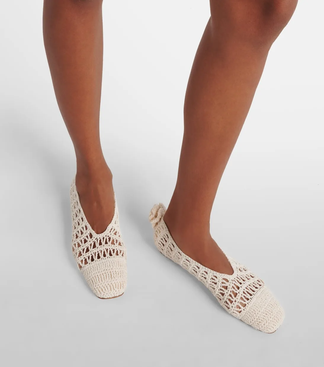 Magda Butrym crochet ballet flats with floral appliqué, white