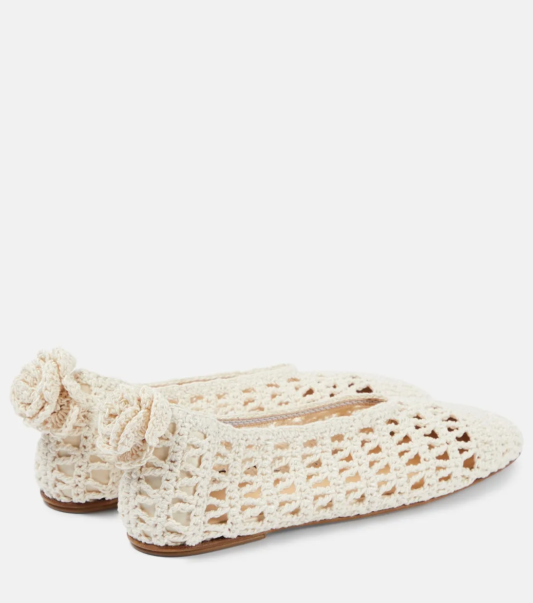 Magda Butrym crochet ballet flats with floral appliqué, white