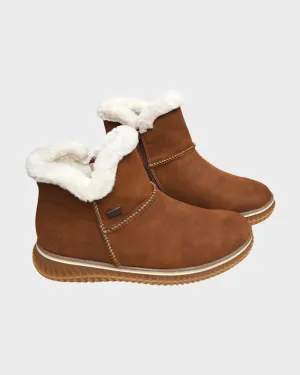 Womens Rieker 74260-25 Brown Leather Ankle Boots with Lace-Up Detail