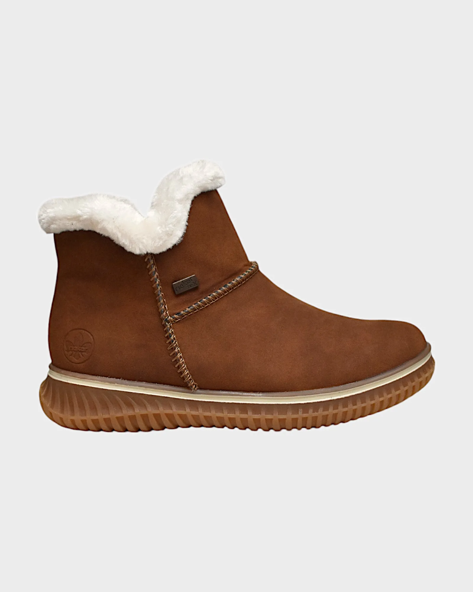 Womens Rieker 74260-25 Brown Leather Ankle Boots with Lace-Up Detail