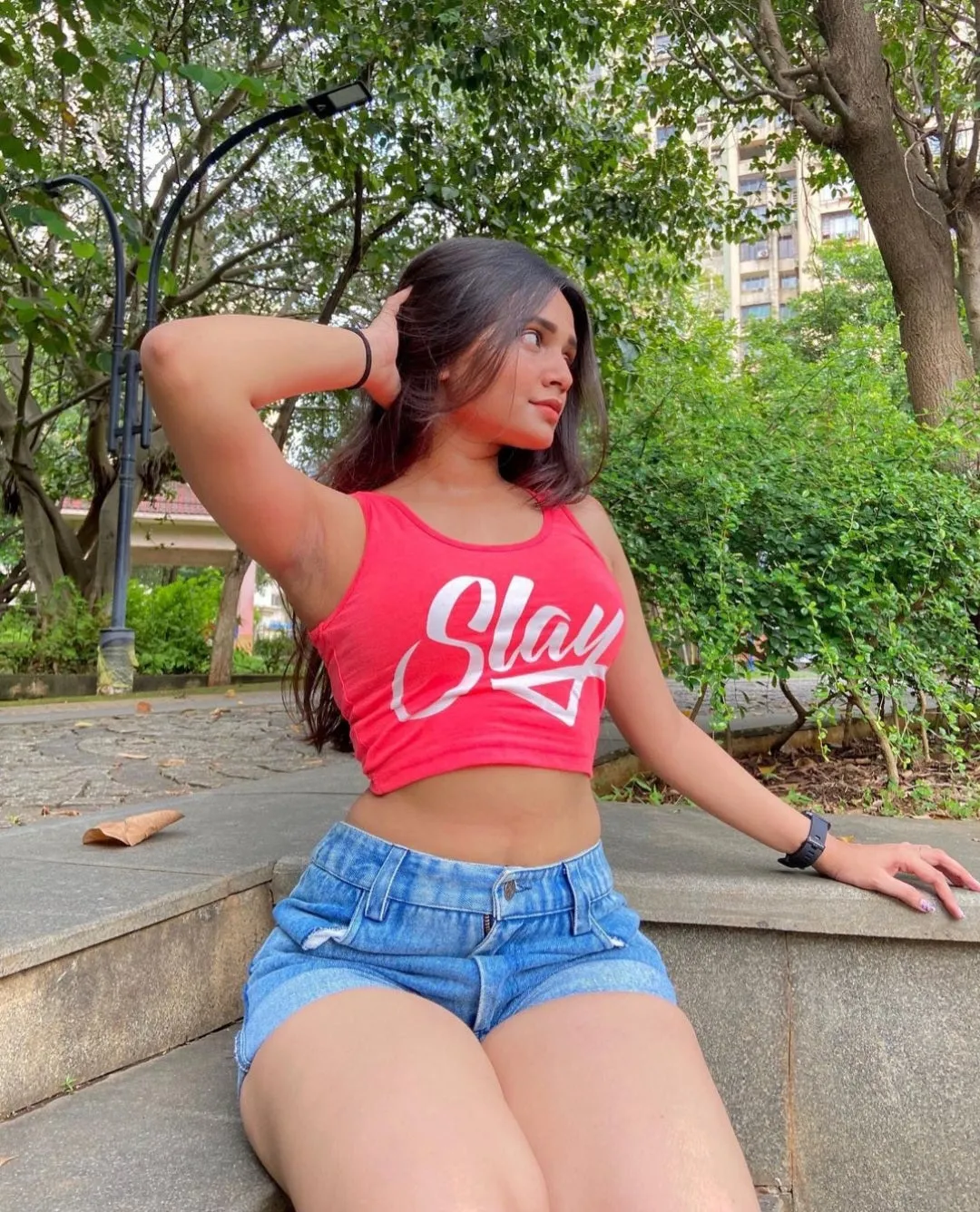 SLAY. Sport Women's Neon Pink Printed Crop Top