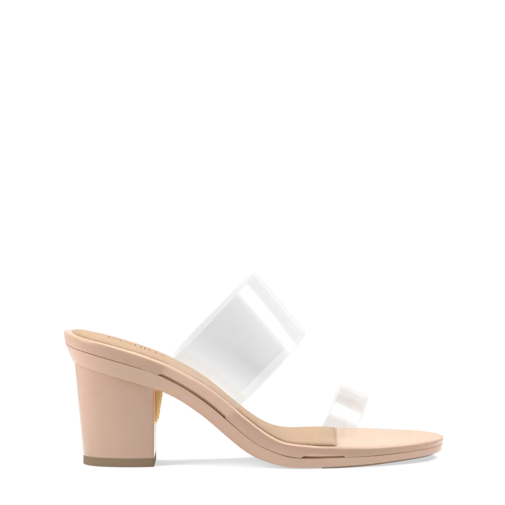 The Slide - Clear/Sand    Block Heel Kit 3 Sand