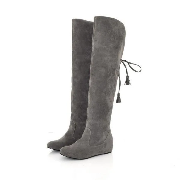 Thick fur snow boots flat Boots over-knee