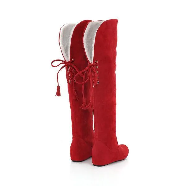 Thick fur snow boots flat Boots over-knee