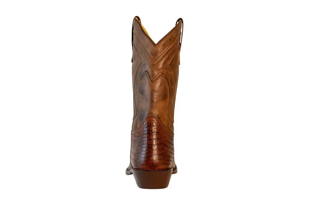 TuffRider Men's Hayden Leather Printed Wide Round Toe Western Boots