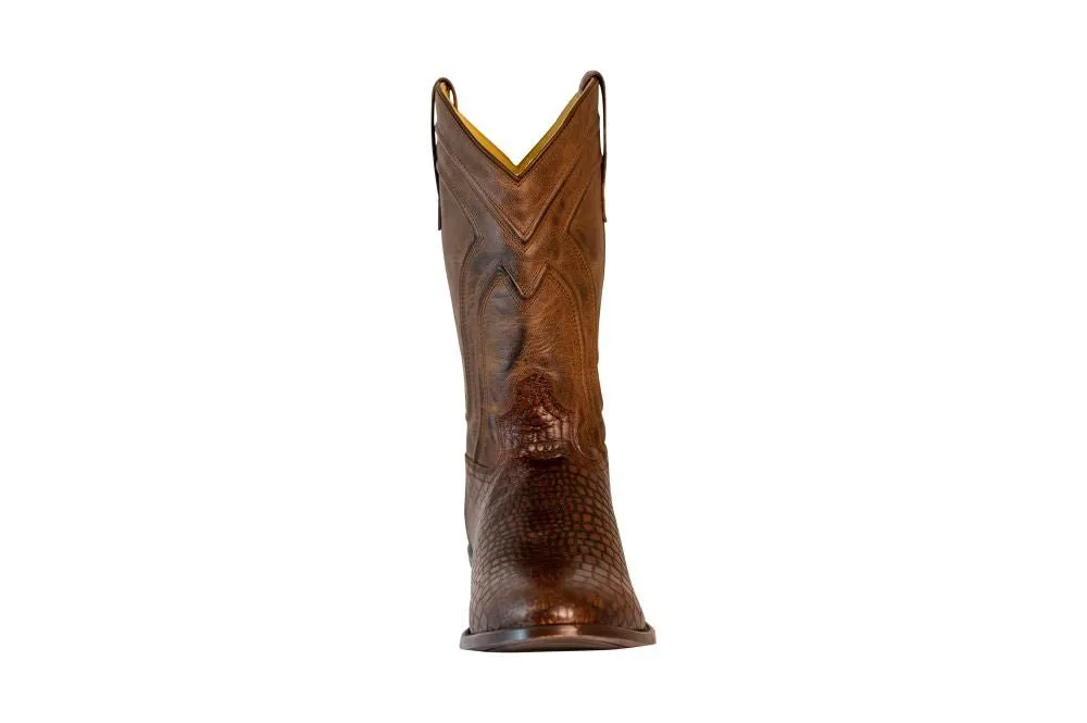 TuffRider Men's Hayden Leather Printed Wide Round Toe Western Boots
