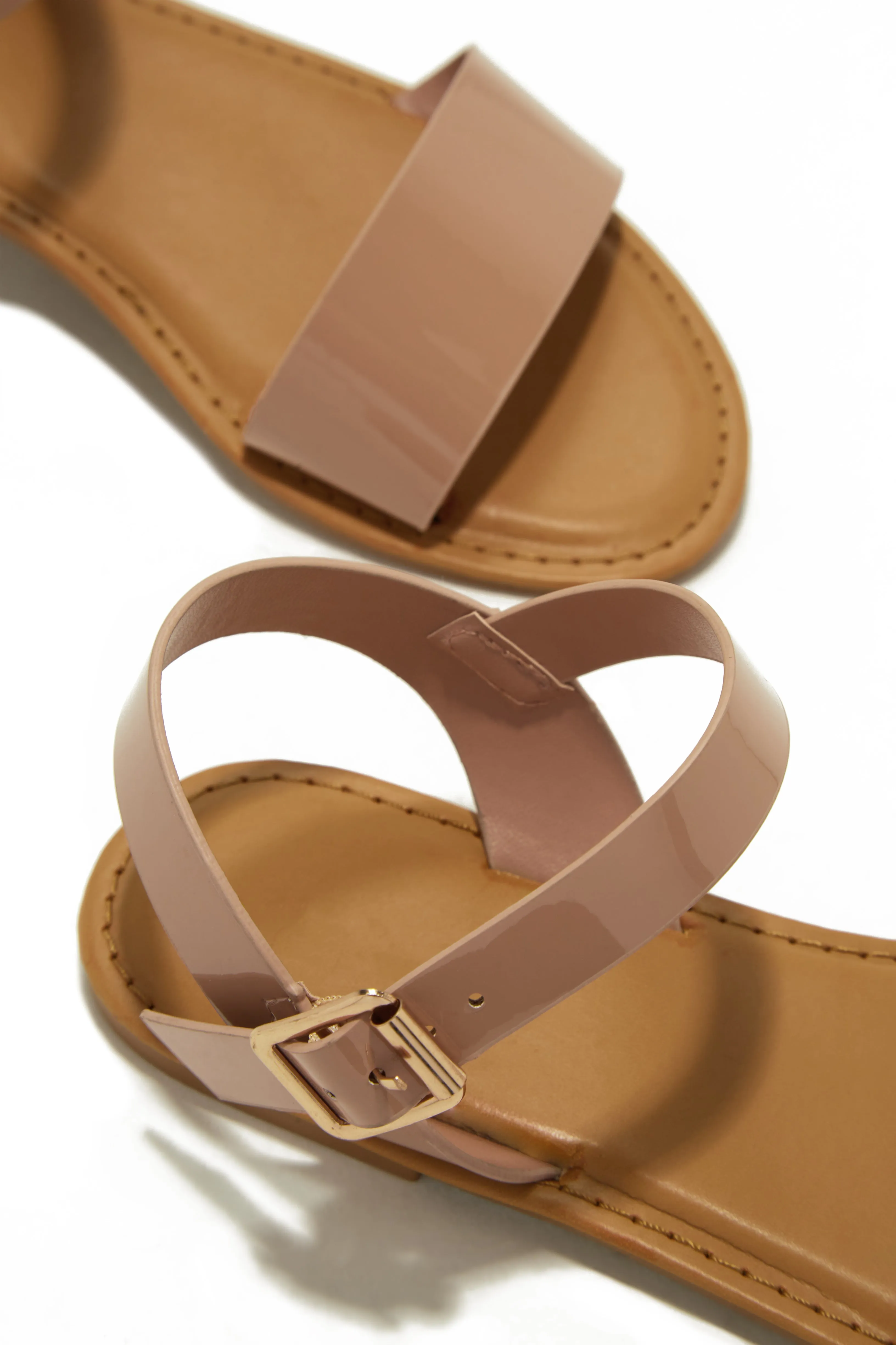 Tulum Style Flat Sandals - Nude Patent