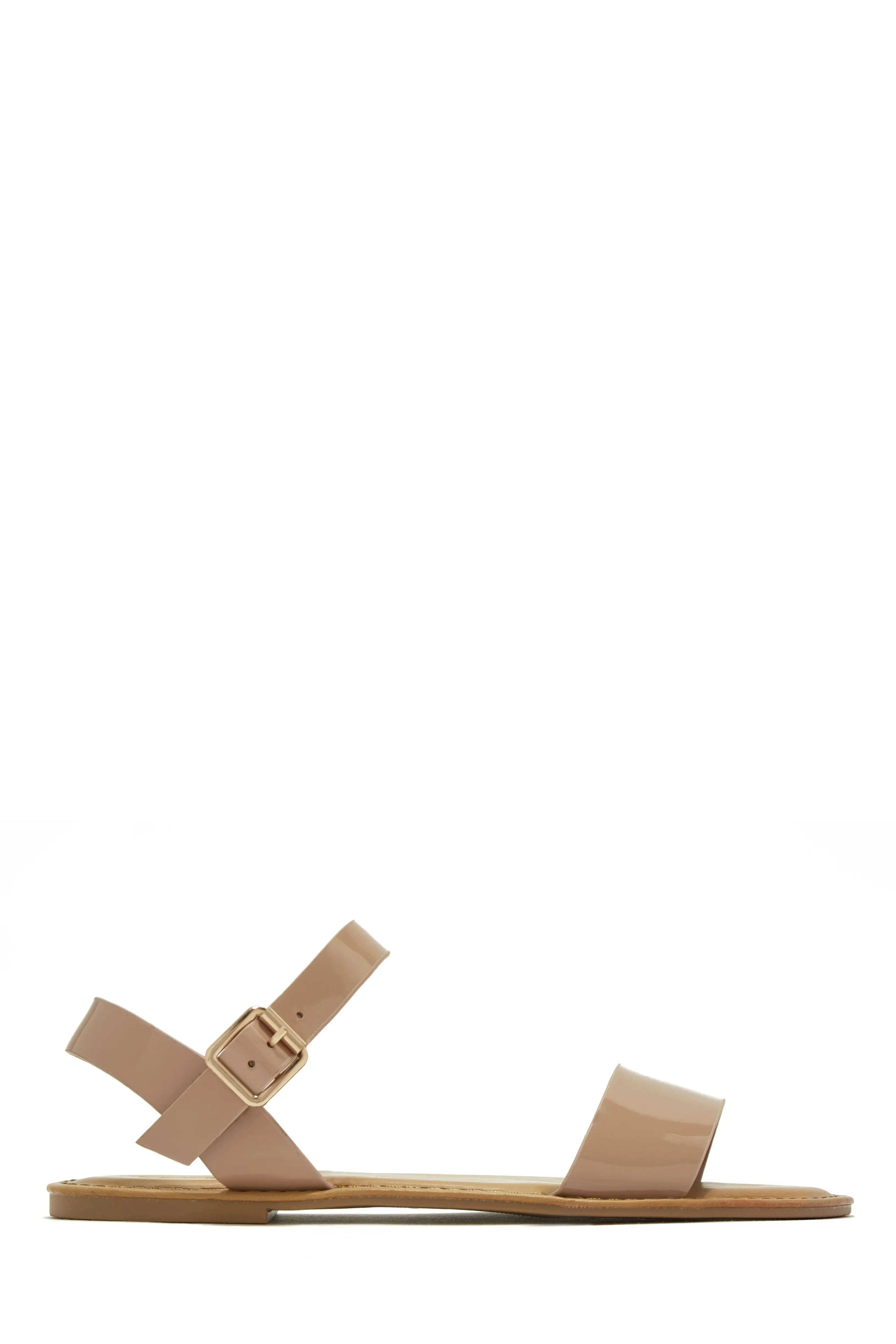 Tulum Style Flat Sandals - Nude Patent