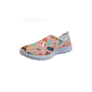 Veterinary Surgeon Pattern Flats Women Shoes Summer Fashion Comfortable Mesh Ladies Sneakers Shoes