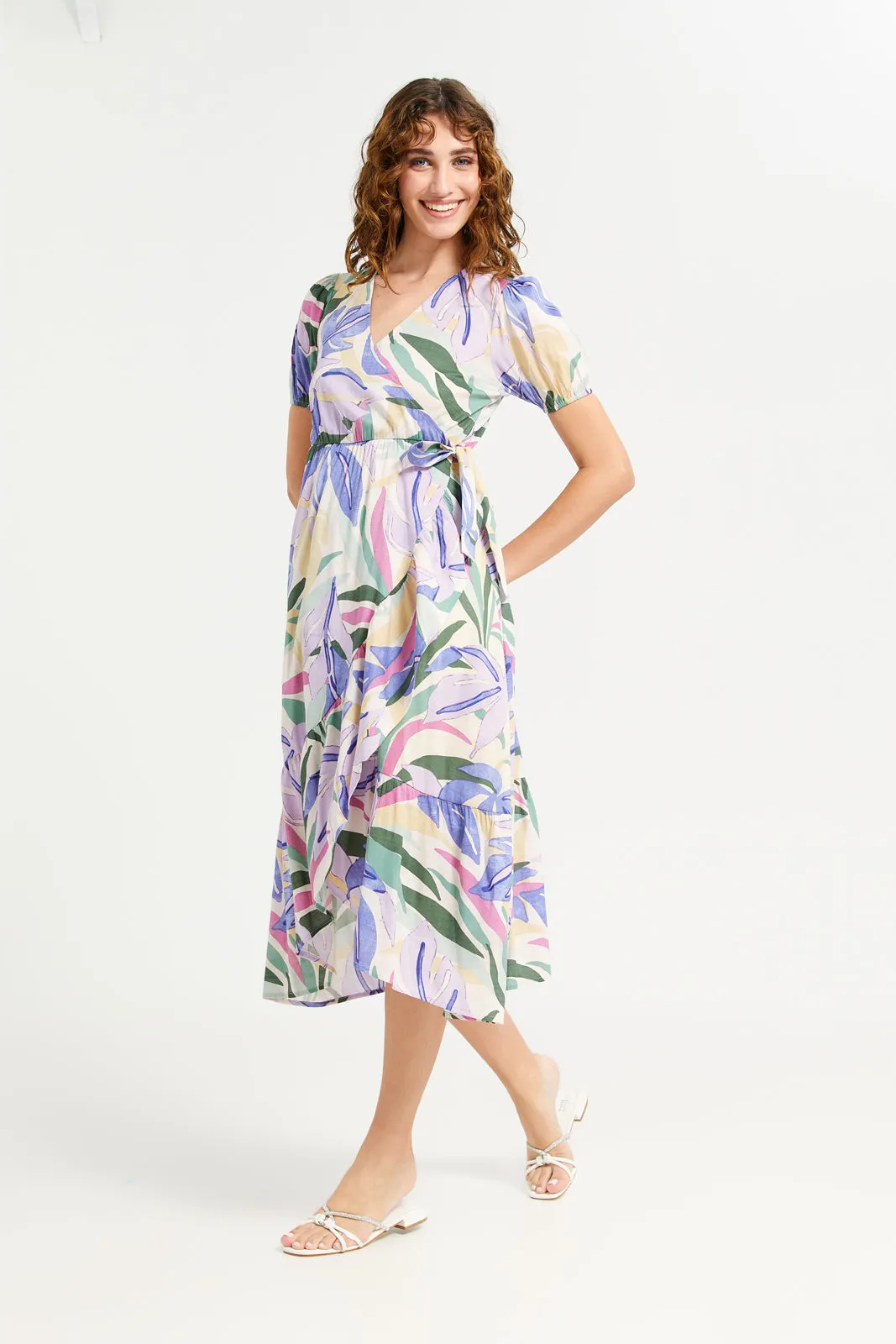 Women Multicolour Printed Ruffle Dress