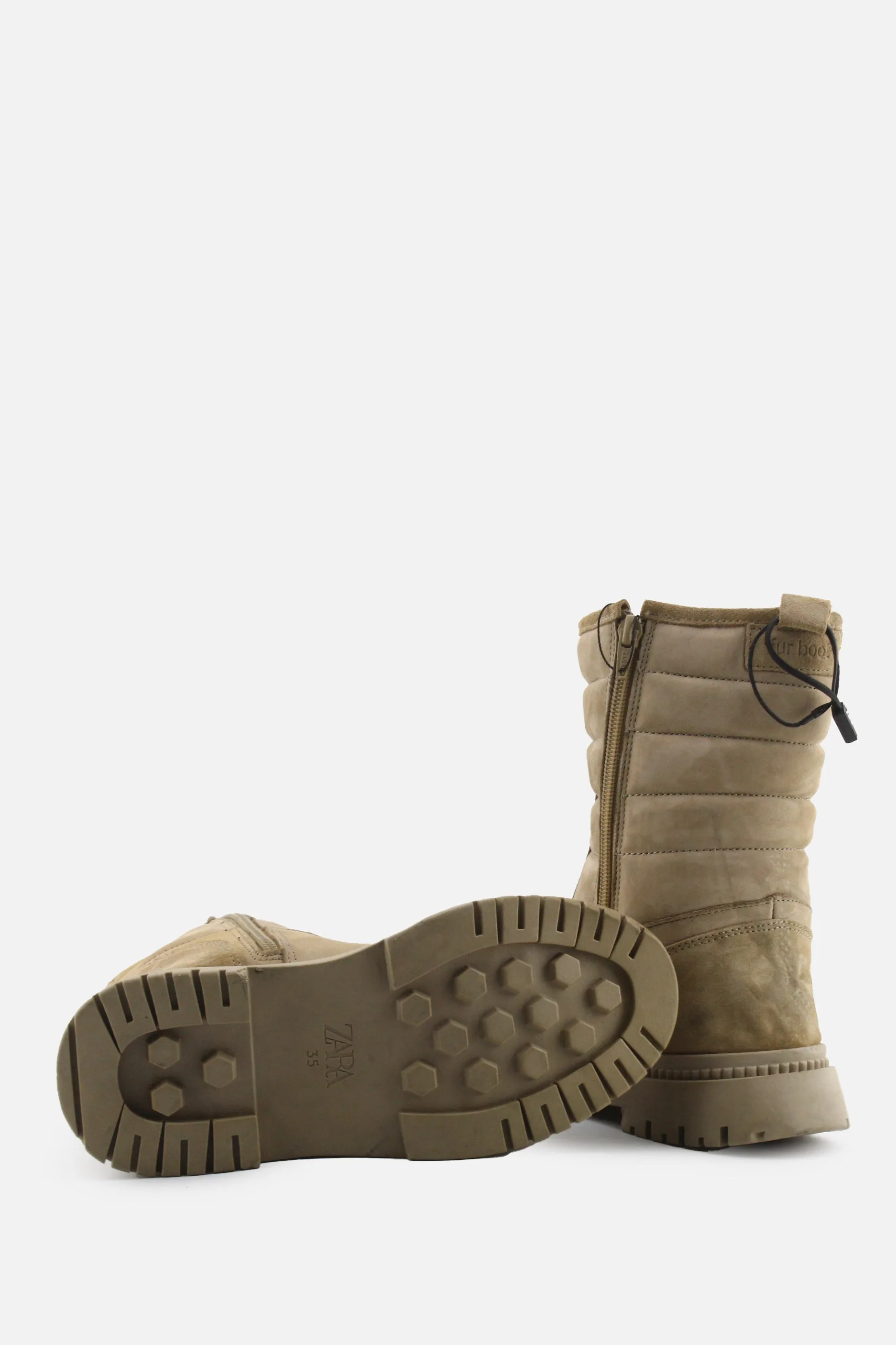 Zara Zipper Snow Ankle Boots | Suede